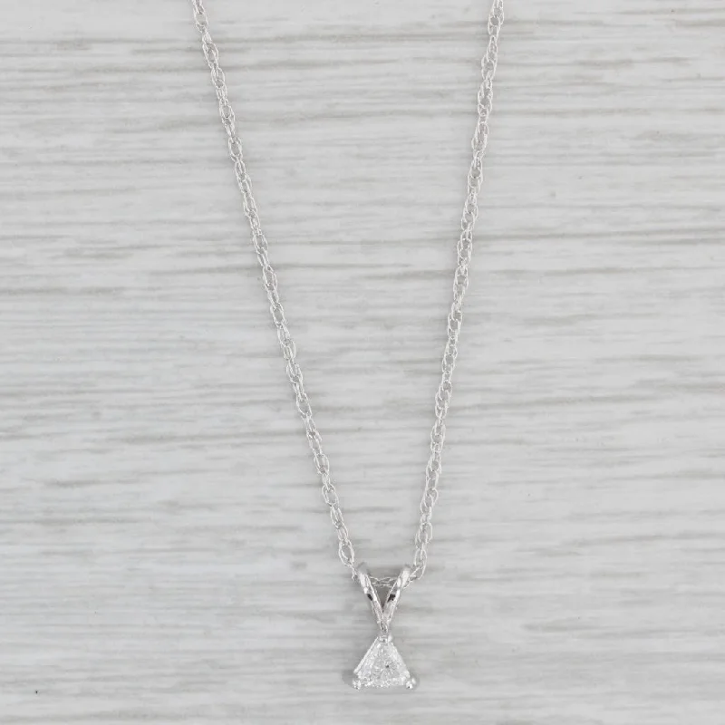 Colorful Choker Necklaces-0.18ct Trillion Diamond Solitaire Pendant Necklace 14k White Gold 19" Rope Chain