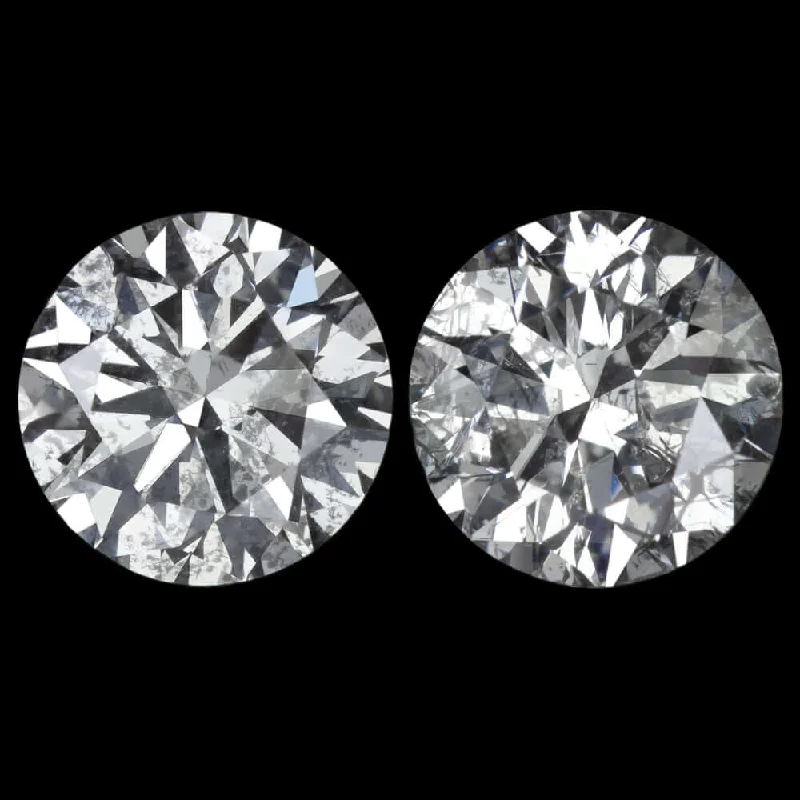 Pair of Earrings-2.35ct EXCELLENT CUT E-F SI NATURAL DIAMOND STUD EARRINGS PAIR ROUND BRILLIANT