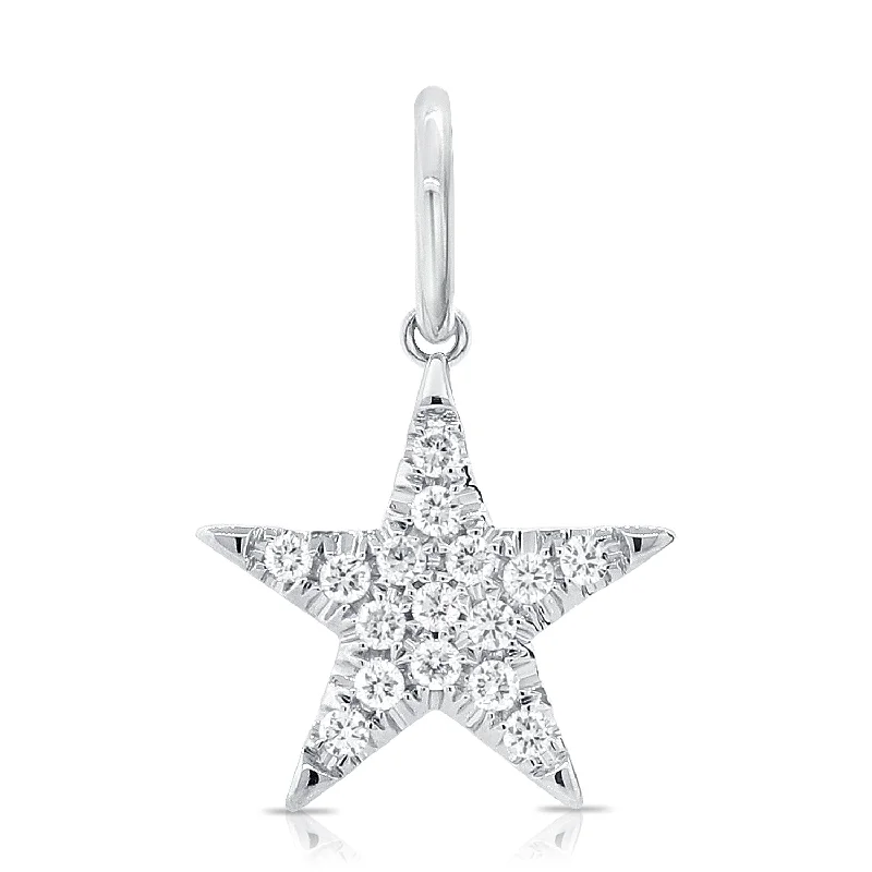 Minimalist Necklaces-14K White Gold Diamond Star Pendant