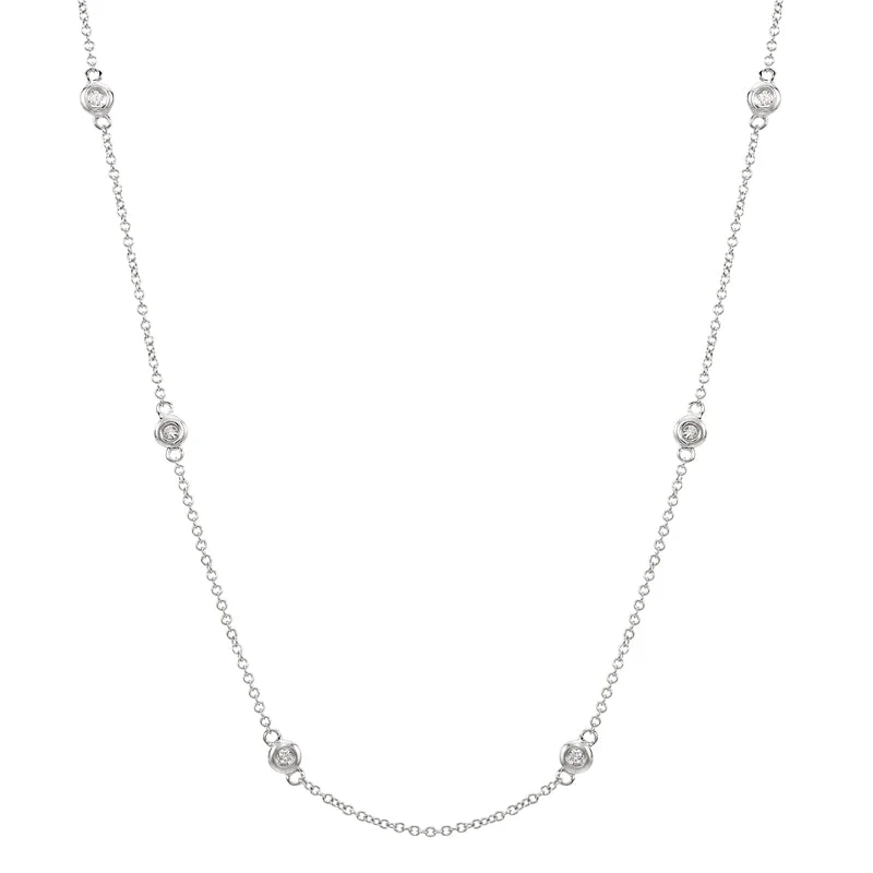 Custom Necklaces-14k White Gold Diamond Chain Layering Necklace