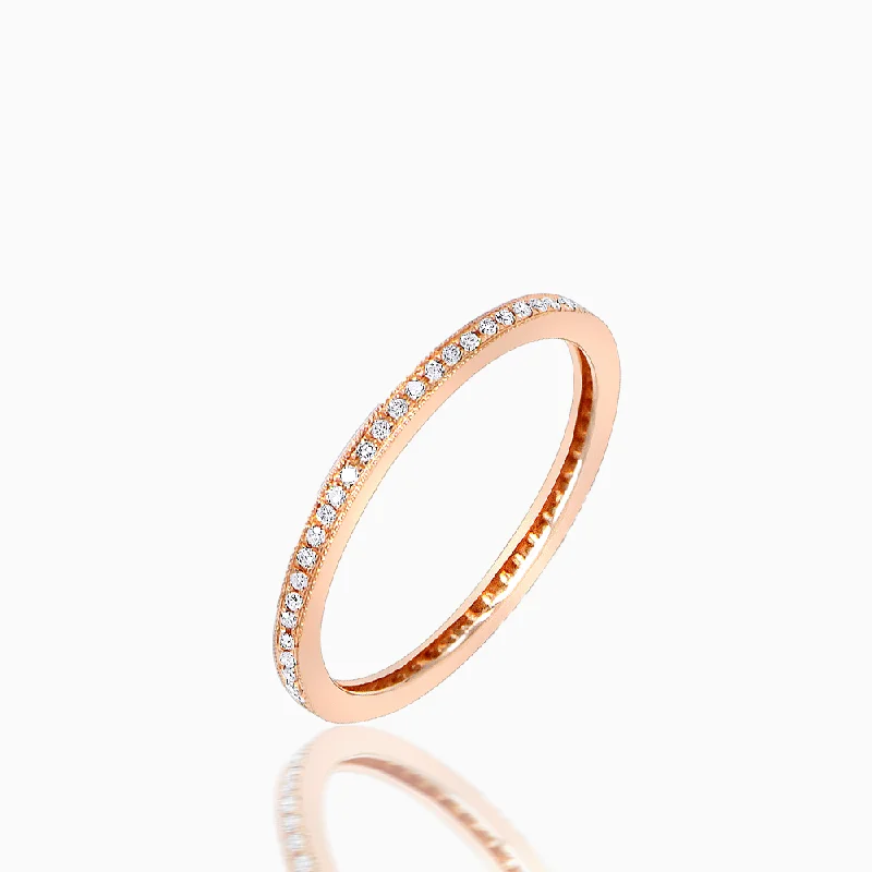 Wedding Bands for Women-Rose Gold Diamond Band