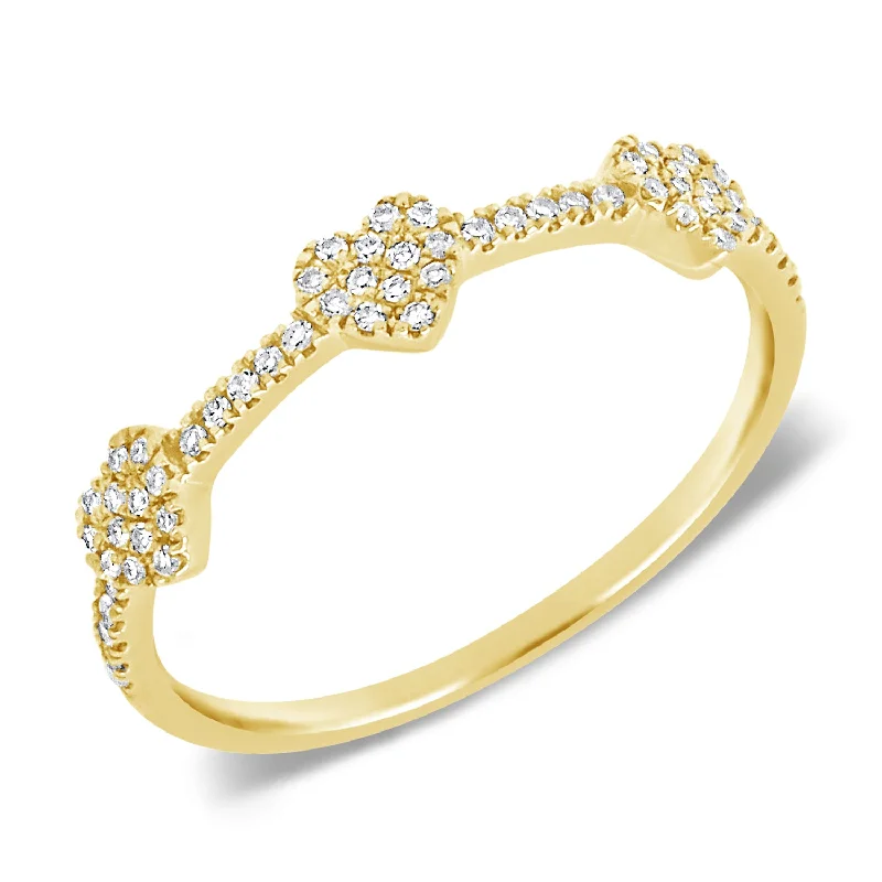 Dazzling Wedding Bands-Tri Hearts Ring with Diamonds