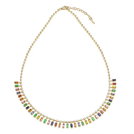 White Gold Necklaces-14K Yellow Gold Multi-Sapphire Gemstone Necklace