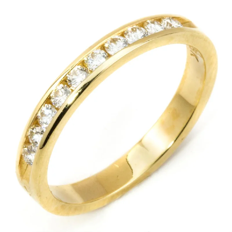 Infinity Rings-18k Yellow Gold Channel Set Wedding Band with .31ct Round Diamonds