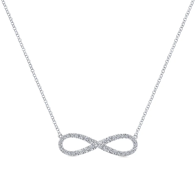 Handcrafted Necklaces-14K White Gold Diamond Infinity Necklace