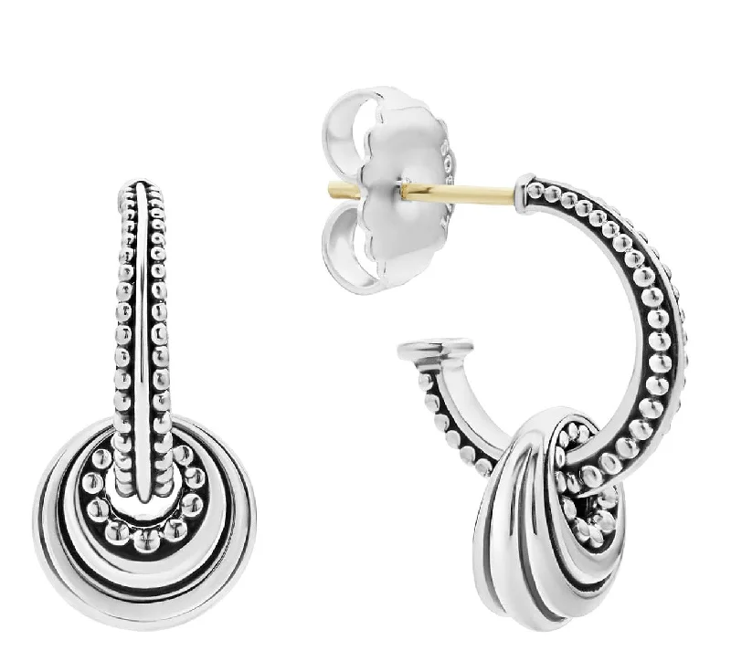 Tortoise Earrings-Signature Caviar Fluted Disc Beaded Hoop Earrings in Sterling Silver