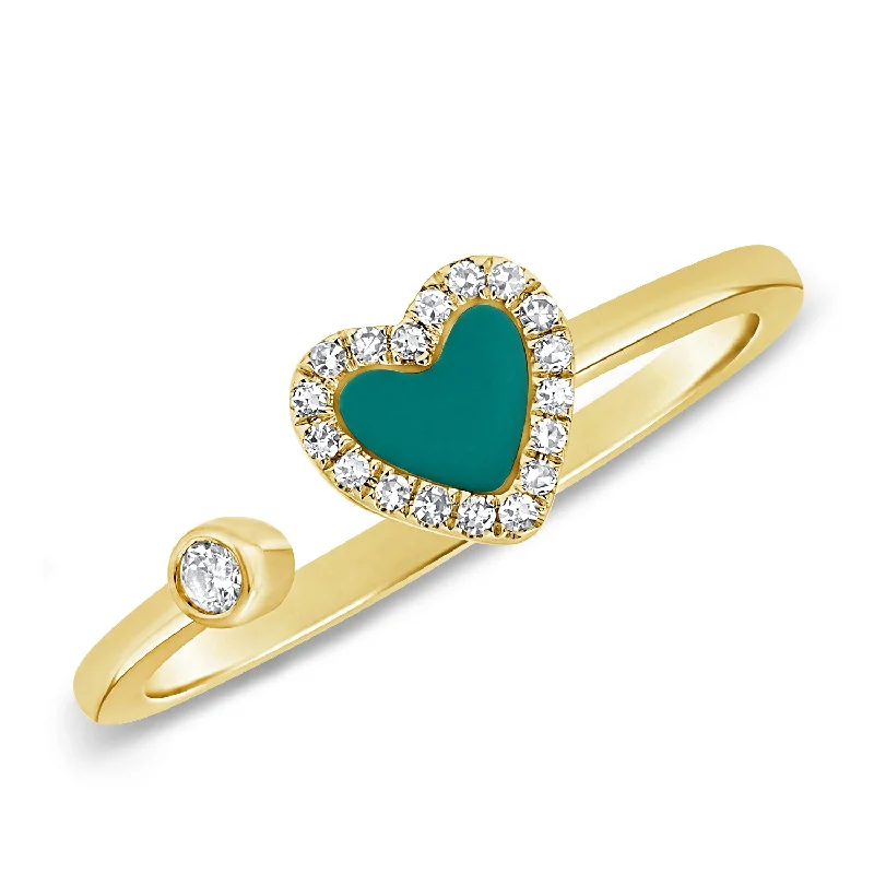 Ring with Custom Engraving-0.38ct Hearts Open & Wrap Diamond Ring