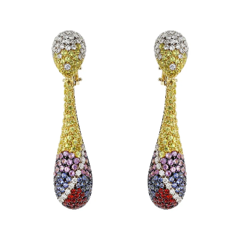 Artistic Earrings-Valente Milano Multi-Color Sapphire and Diamond Earrings