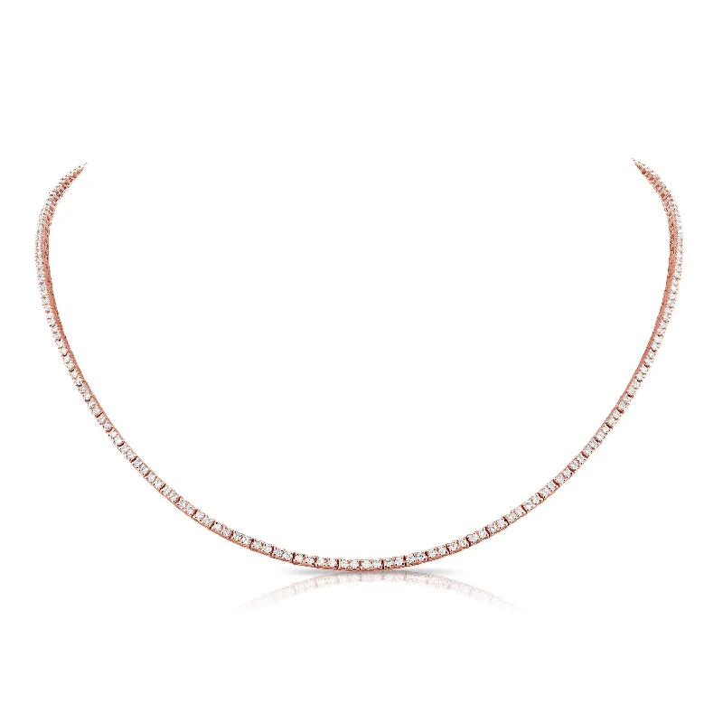 Elegant Necklaces-14K Rose Gold Diamond Tennis Necklace