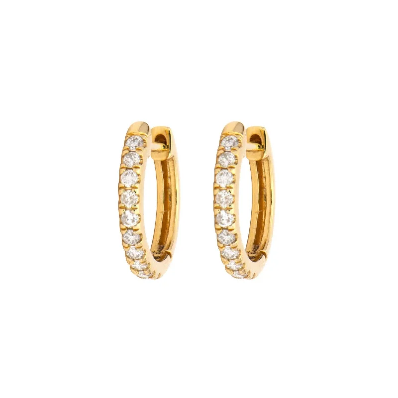 Fine Gold Earrings-Classic Diamond Huggie Hoop Earrings