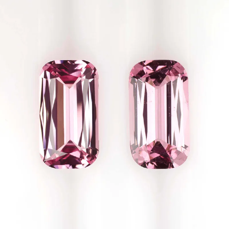 Matching Earrings-3.5ct PINK SPINEL IDEAL CUT PAIR STUD EARRINGS 10mm X 5mm LONG CUSHION NATURAL