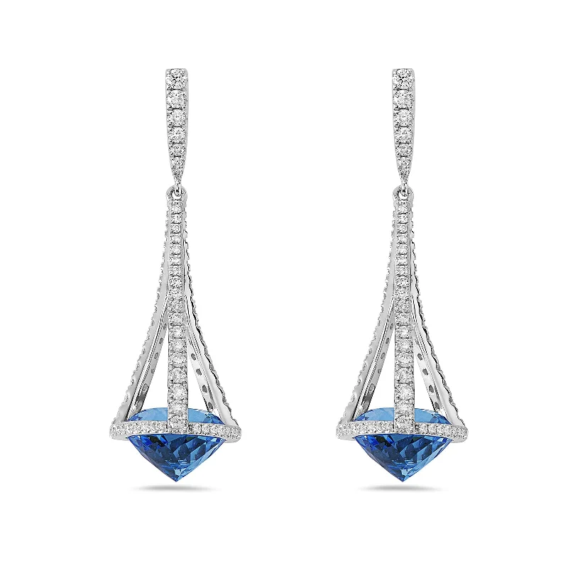 Fashionable Earrings-London Blue Topaz & Diamond Pastel Chandelier Drop Earrings