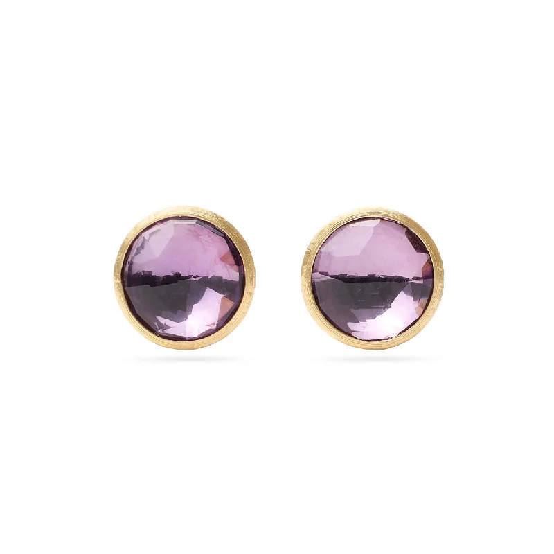 Classic Gold Earrings-Jaipur Color Amethyst Stud Earrings Large