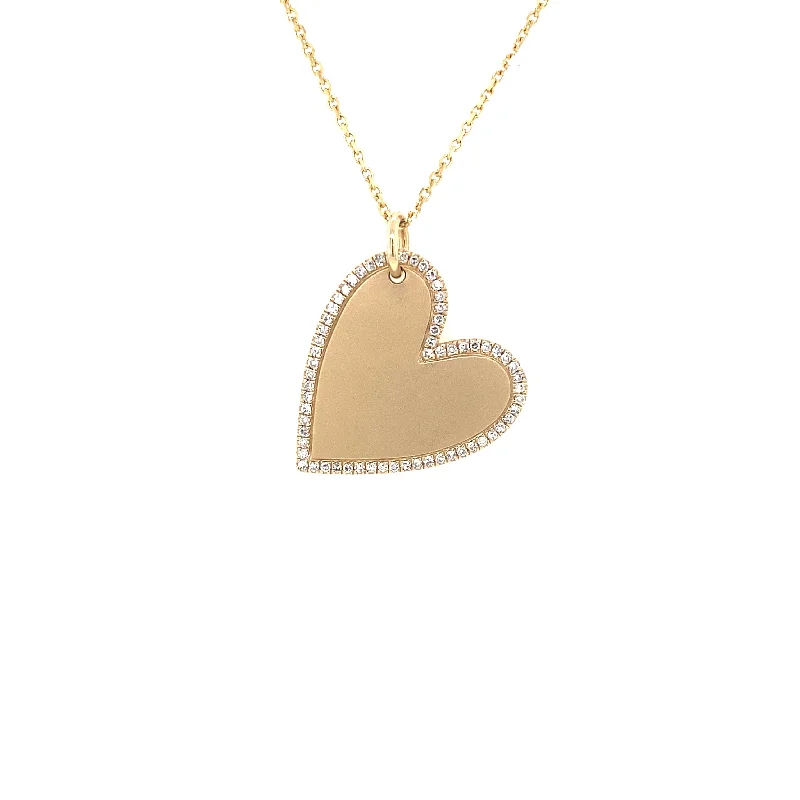 Sterling Silver Necklaces-14K Yellow Gold Diamond Heart Necklace