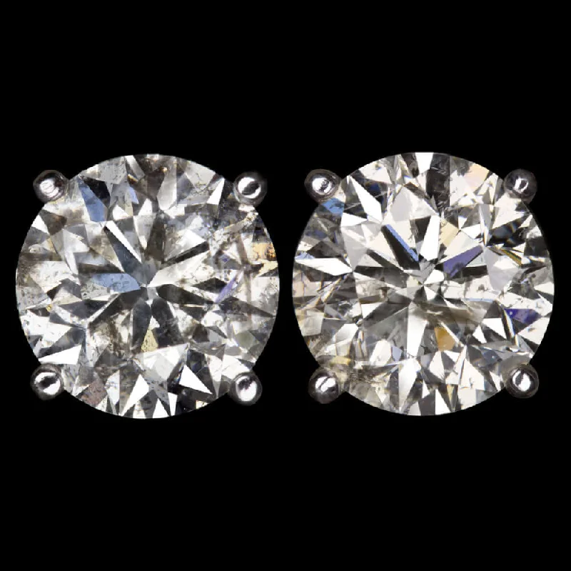 Polished Earrings-4.18ct DIAMOND STUD EARRINGS VERY GOOD CUT NATURAL ROUND BRILLIANT MATCHING PAIR