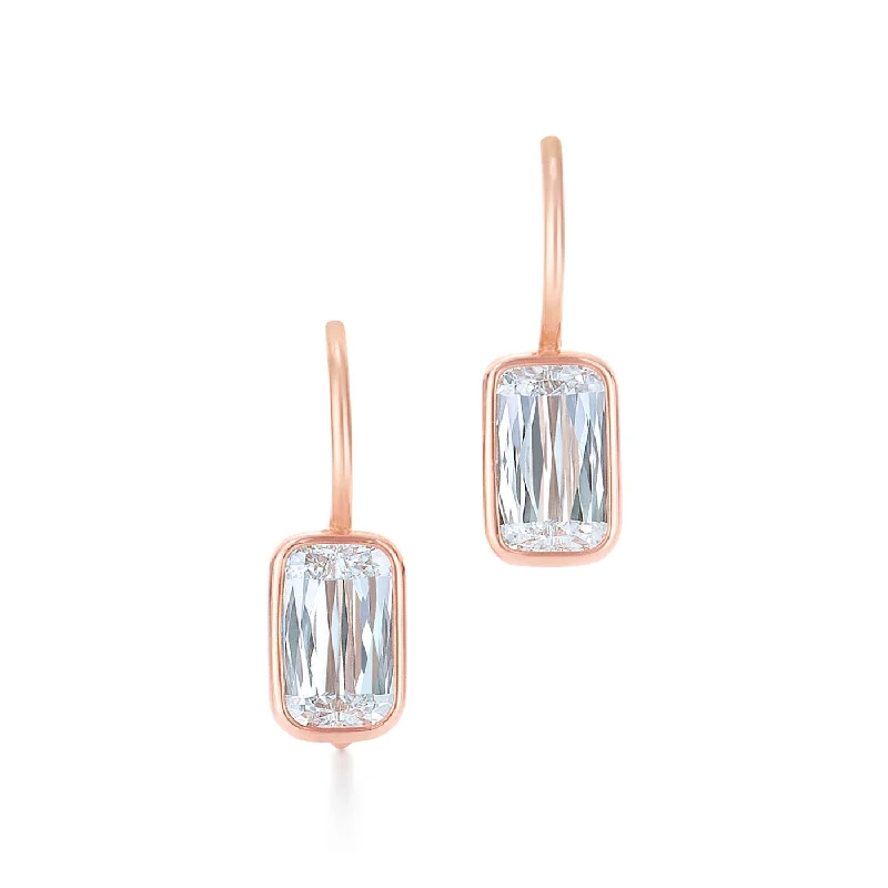 Silver Drop Earrings-KWIAT Ashoka Diamond Drop Earrings in 18k Rose Gold E-2377