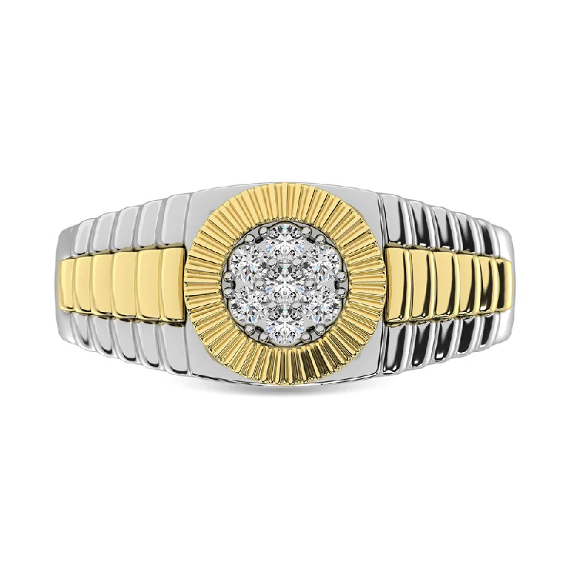 Floral Diamond Rings-Diamond 1/2 Ct.Tw. Mens Fashion Ring in 10K Two Tone Gold