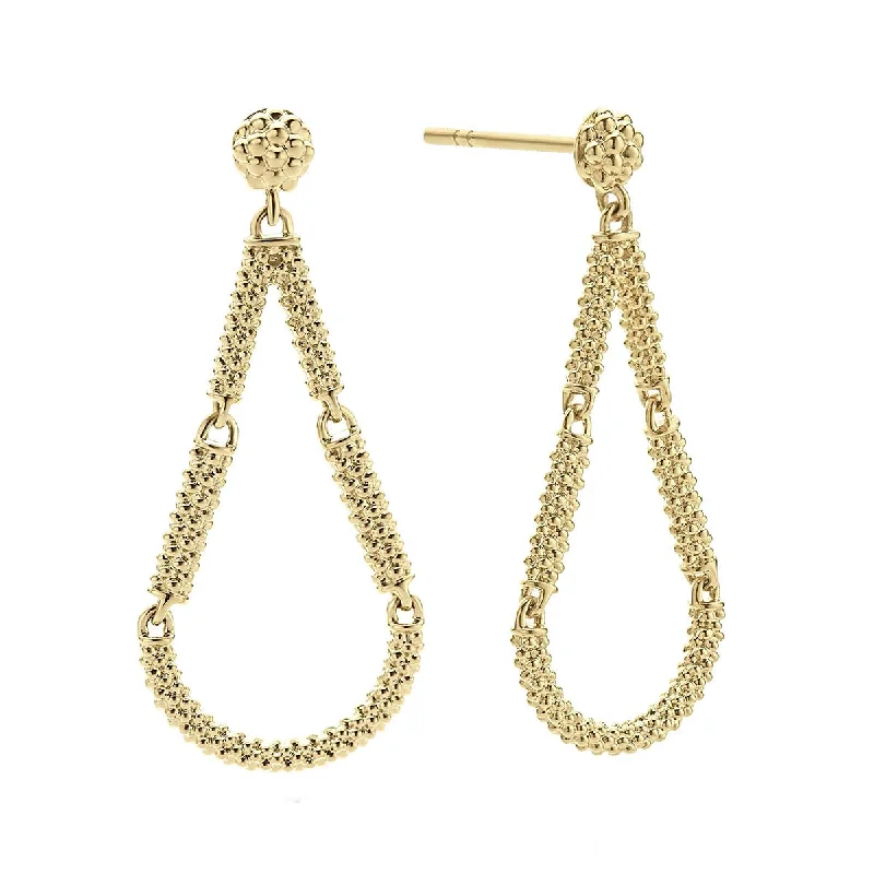 Chic Gold Earrings-Petite Superfine Caviar Tear Drop Earrings