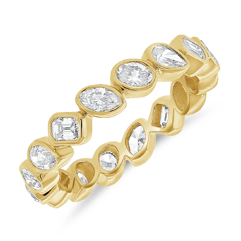 Vintage Gold Rings-Stunning 14K Gold Multi-Cut Diamond Eternity Band