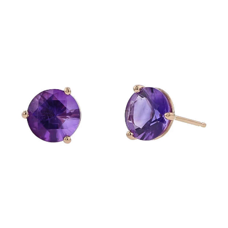 Bold Stud Earrings-14K Rose Gold Amethyst Stud Earrings