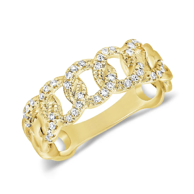 Platinum Engagement Rings-Diamond Link Chain Ring made in 14K Gold