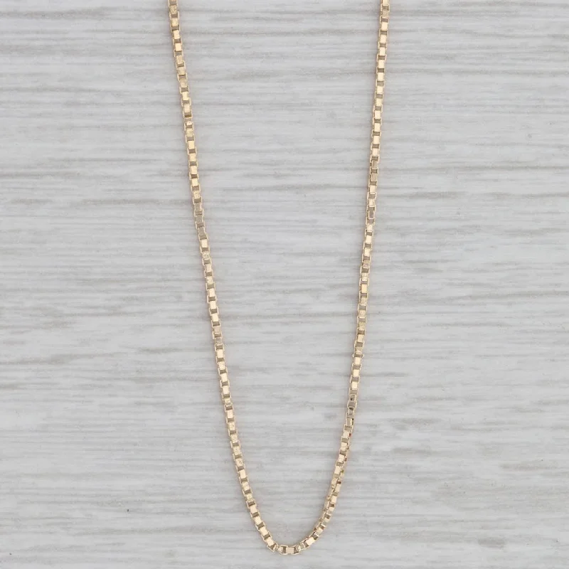 Chunky Chain Necklaces-18.5" 1mm Box Chain Necklace 14k Yellow Gold Italian