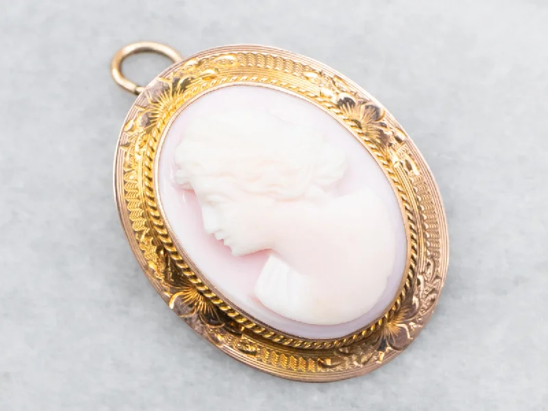 Multi-Stone Brooch-Yellow Gold Cameo Brooch or Pendant