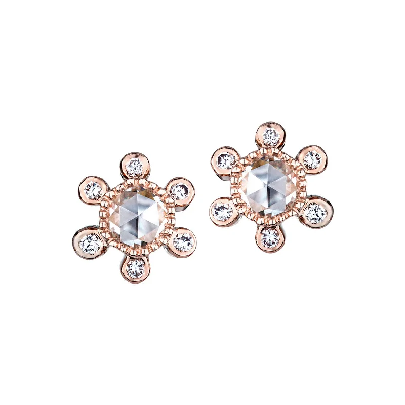 Vintage Earrings-Starburst Rose Cut Diamond Stud Earrings