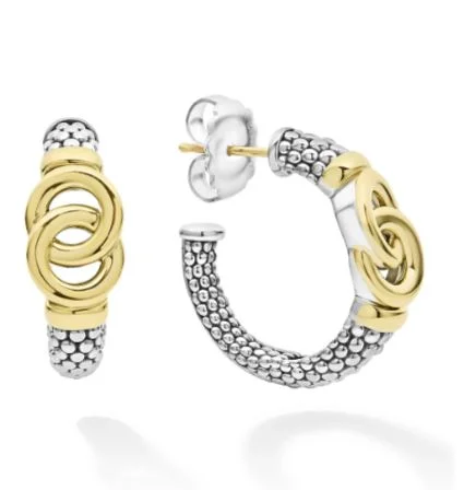 Soft Earrings-Signature Caviar Interlocking Circle Hoop Earrings in Sterling Silver and 18K Yellow Gold