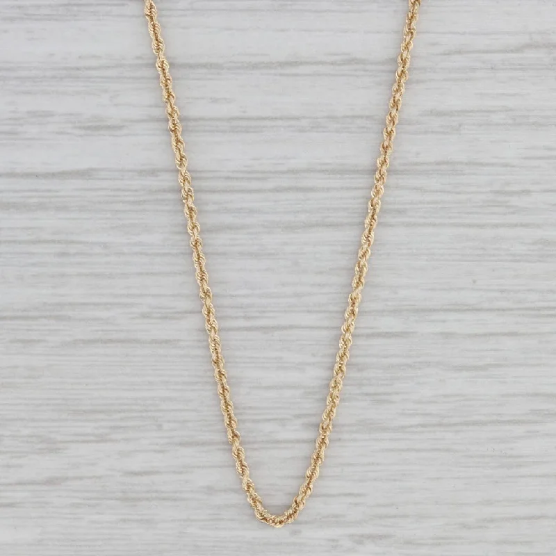 Boho Necklaces-18" Rope Chain Necklace 14k Yellow Gold Lobster Clasp