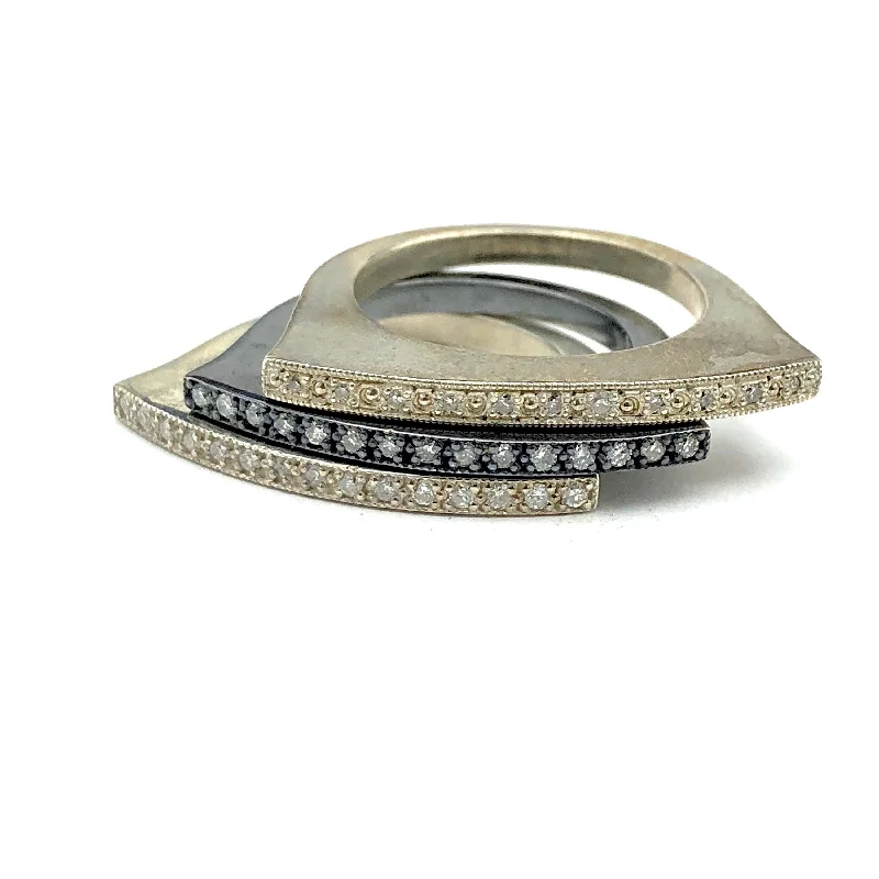 Twist Rings-Sterling Silver Diamond Ring(s)