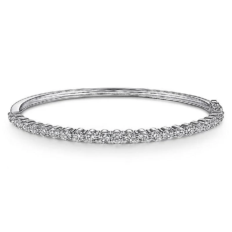 Gold Bangles-Gabriel & Co. 14k White Gold Diamond Bangle Bracelet