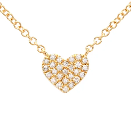 Gold Gemstone Necklaces-14K Yellow Gold Diamond Heart Necklace