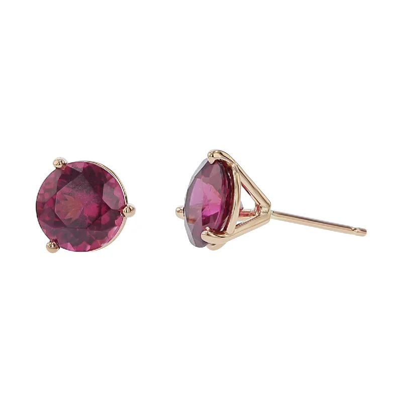 Intricate Earrings-14K Rose Gold Umba Garnet Stud Earrings