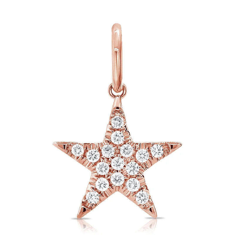 Layered Necklaces-14K Rose Gold Diamond Star Pendant