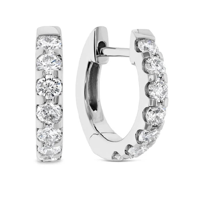 Crown Earrings-Odessa 0.49-0.57Ct Diamond Huggie Hoop Earrings in 18K White Gold