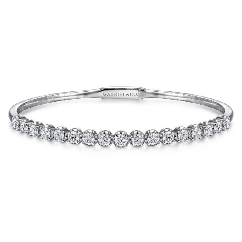 Luxury Diamond Bangles-Gabriel & Co. - BG3977-65W45JJ - 14K White Gold Diamond Bangle