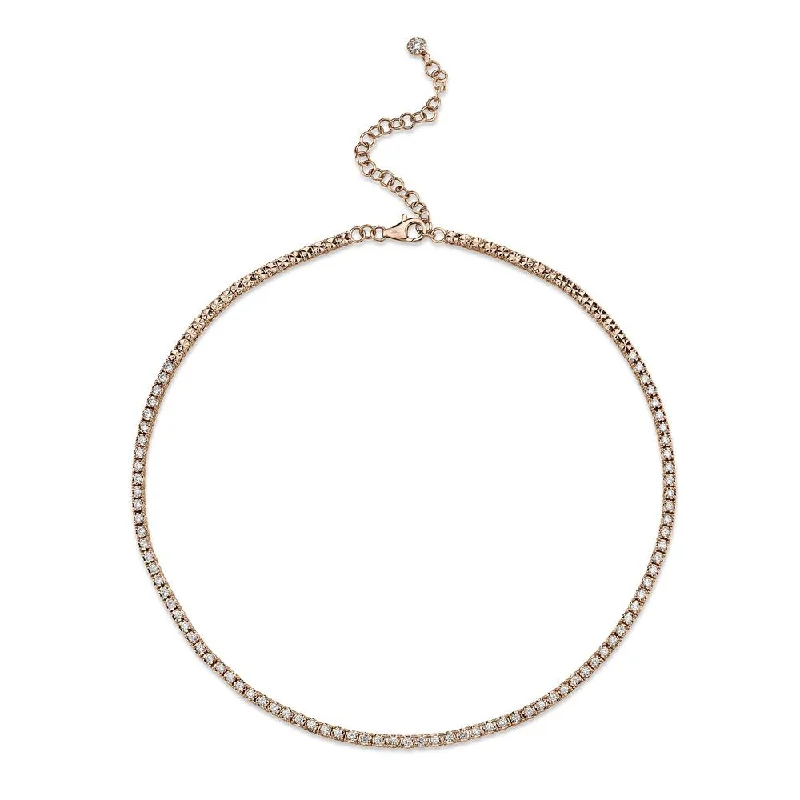 Statement Necklaces-14K Rose Gold Diamond Illusion Tennis Necklace