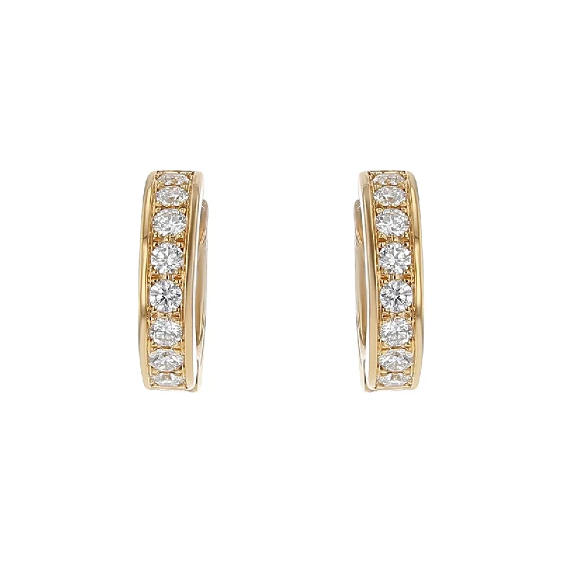 Curved Earrings-Rose Gold Diamond Huggie Hoop Earrings