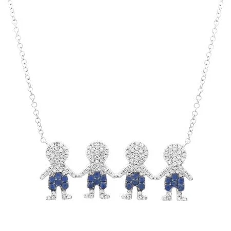 Simple Silver Necklaces-14k Diamond & Sapphire four boy necklace