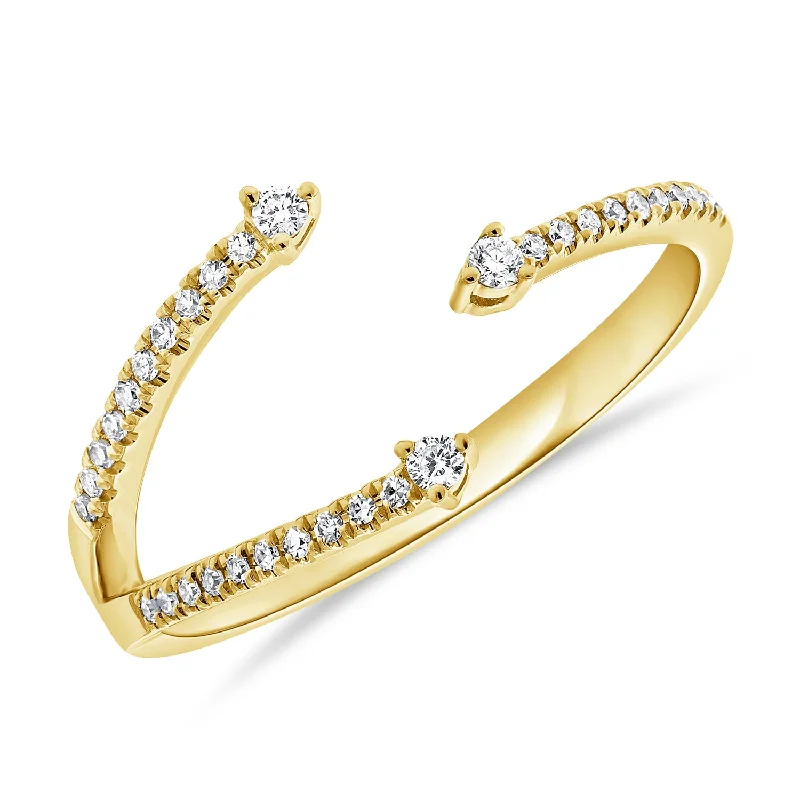 Simple Rings-Contemporary Open Diamond Wrap Ring in 14K Gold