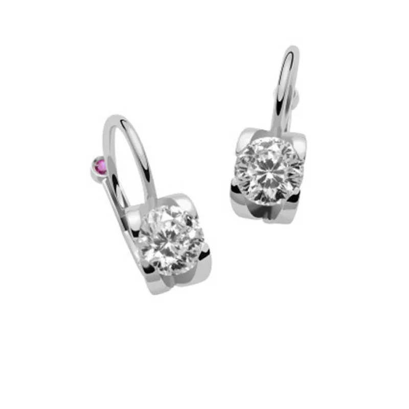 Gold Stud Earrings-18K White Gold Cento Diamond Eurowire Earrings