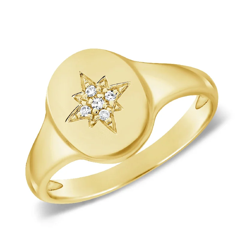 Classic Gold Rings-Celestial & Zodiac Signet Pinky Ring