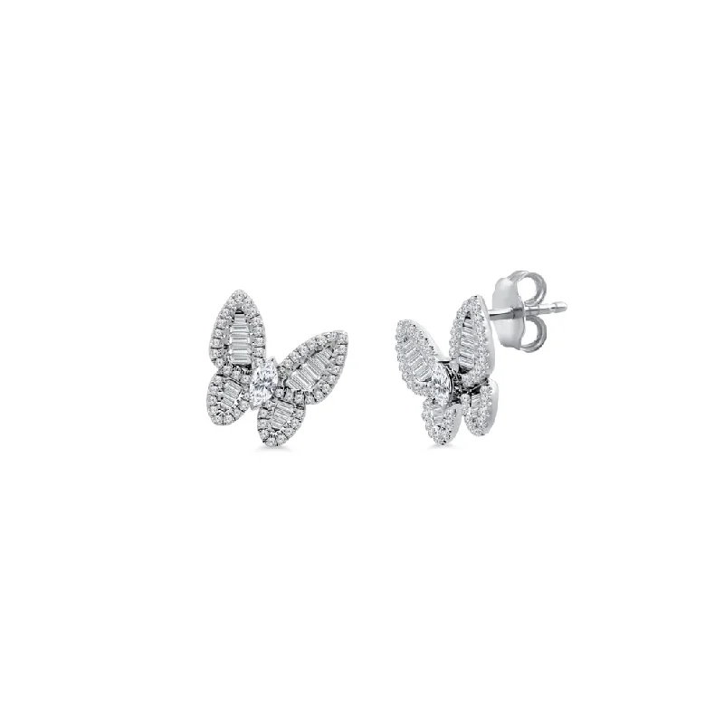 Moon Earrings-Diamond Mosaic Butterfly Earrings