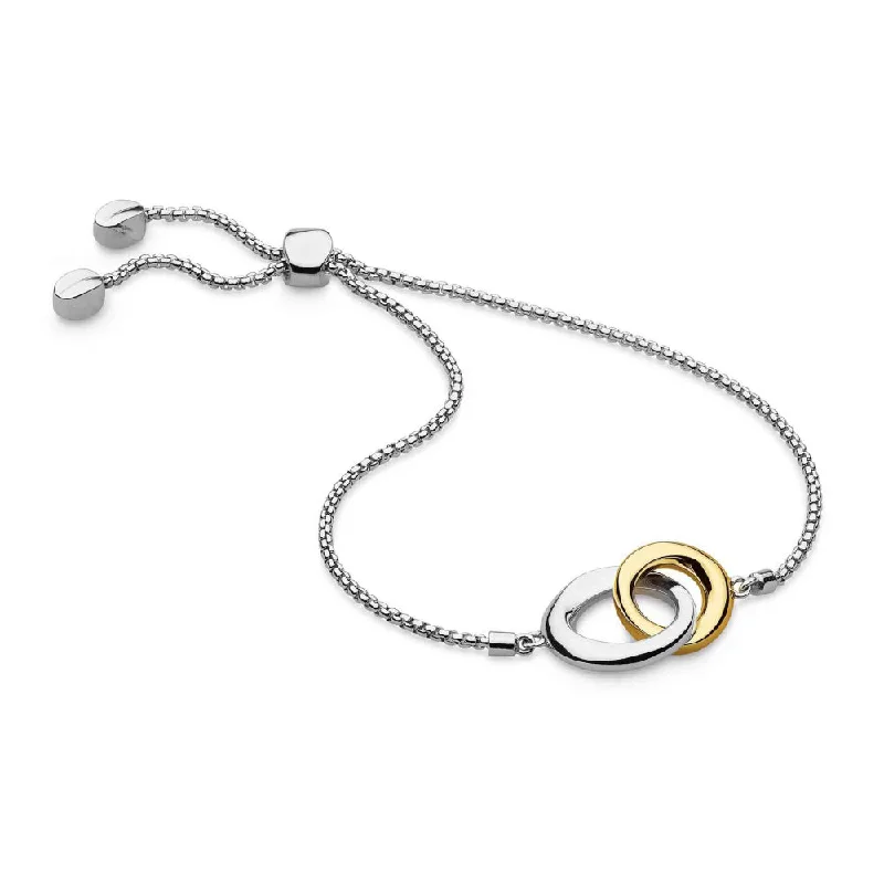 Simple Silver Chain Bracelets-Bevel Cirque Link Golden Toggle Bracelet