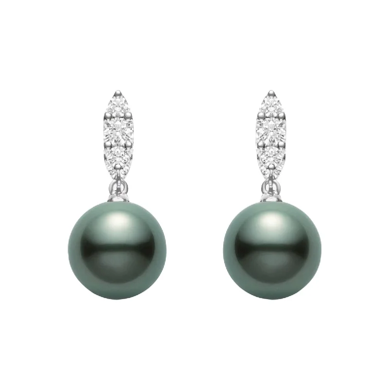 Timeless Earrings-Morning Dew Black South Sea Pearl Drop Earrings