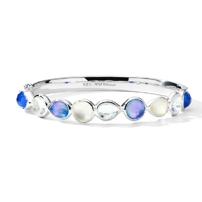 Artistic Gold Bangles-Ippolita Sterling Silver Hinged Bangle Bracelet with Multi Stone