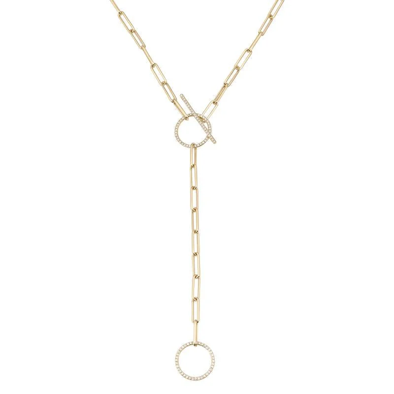 Emerald Necklaces-14K Yellow Gold Chain Toggle Paperclip Necklace