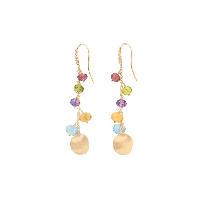 Statement Earrings-Mixed Gemstone Long Drop Africa Earrings