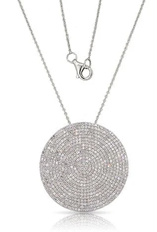 Platinum Necklaces-14k White Gold X-Large Disc Pendant & Chain